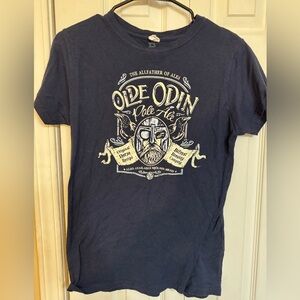 Olde Odin Pale Ale Navy Needy Graphic Tee Ript Apparel Women’s Juniors XL Norse